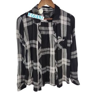 Rails Hunter Black Gray Plaid Ultra Soft Button Down Shirt Size Small